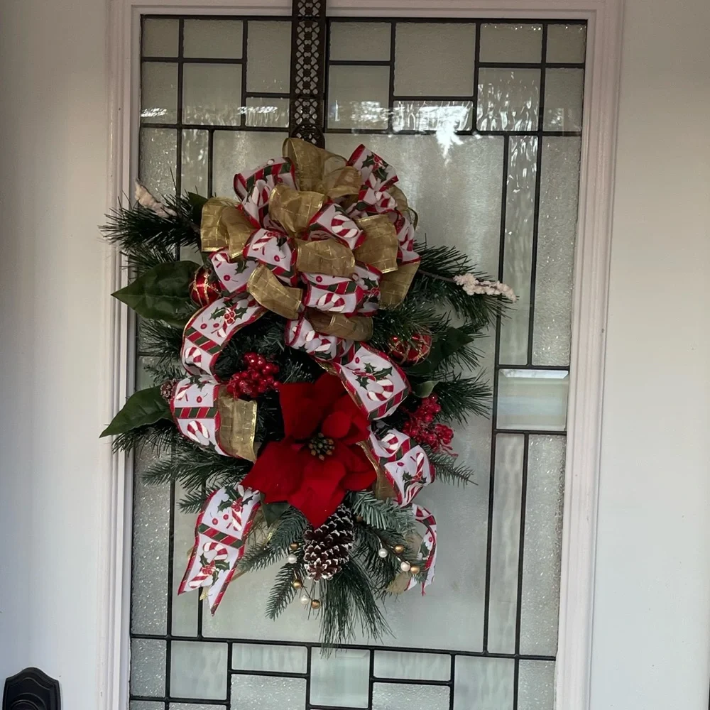 **NWT Poinsettia Swag Holiday Christmas Front Door Decor